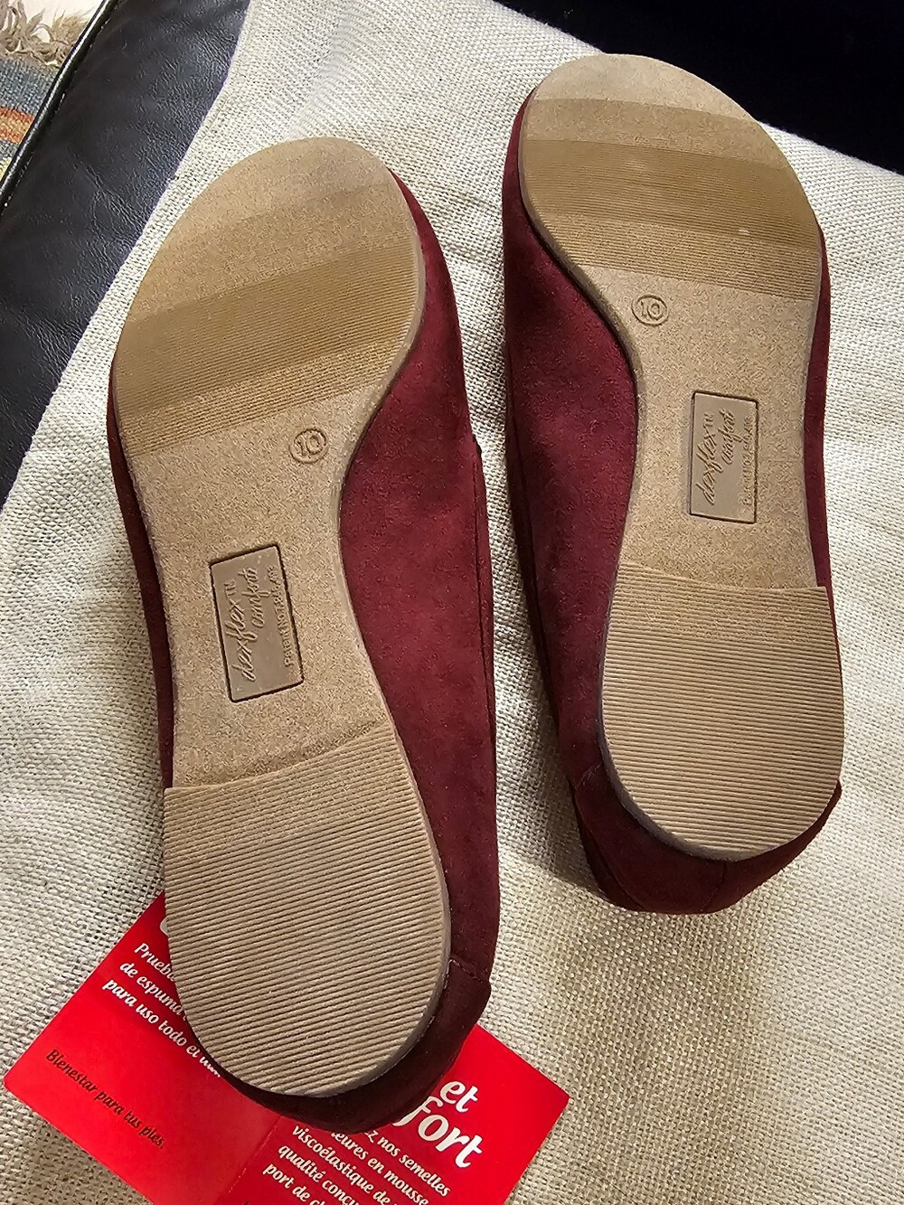 Burgundy Faux Suede Slip-On Loafers - Comfort Style Size 10 New With Tags - Picture 12 of 12
